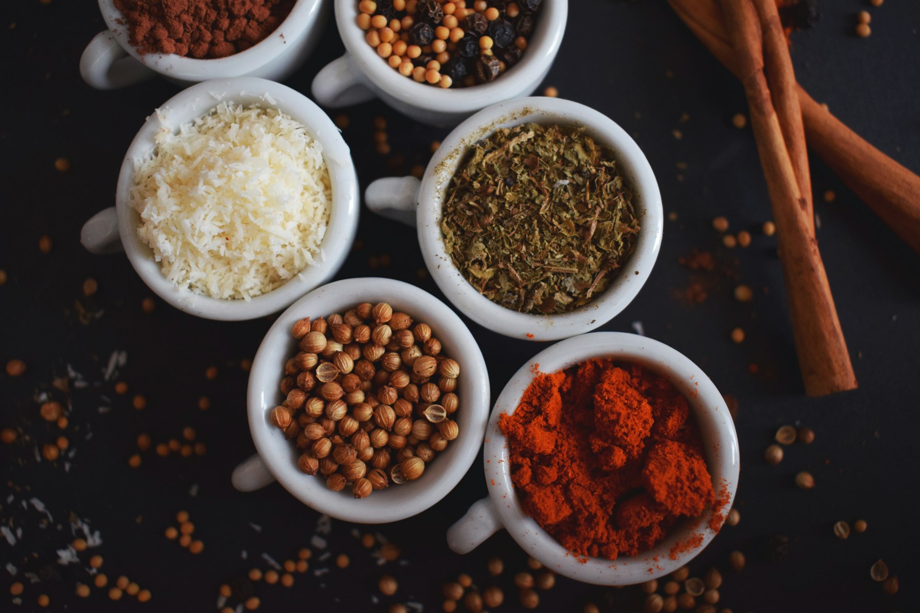 Food grains, seeds and cashews in bowls